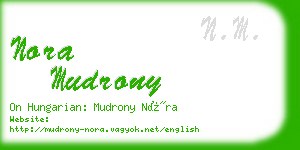 nora mudrony business card